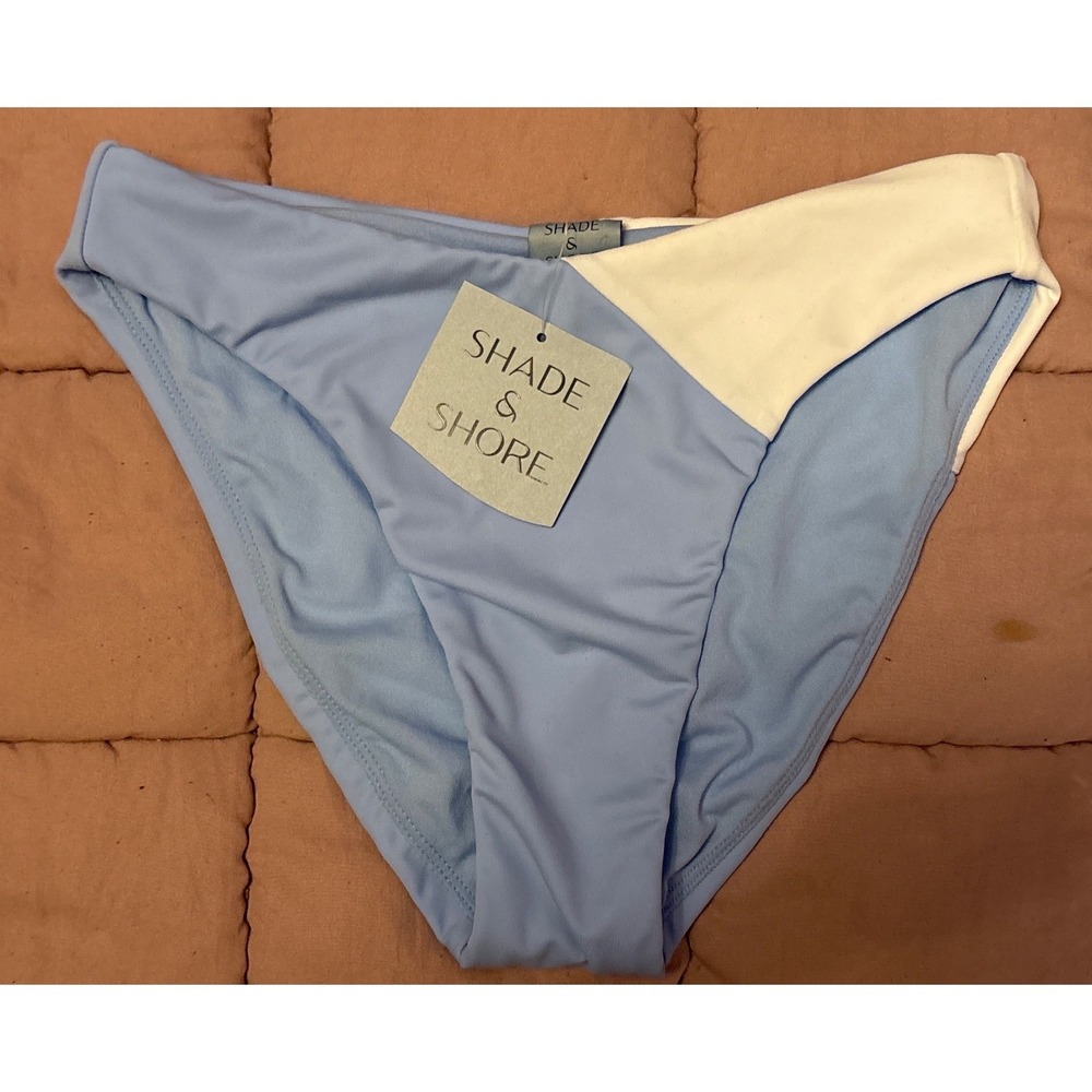 NEW Shade & Shore Women Blue Colorblock Bikini Bottom Swimwear,‎ Size S